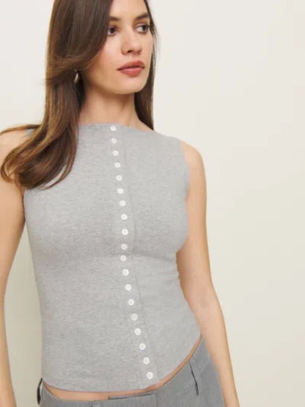 Reformation  Julie Knit Top in Heather Grey